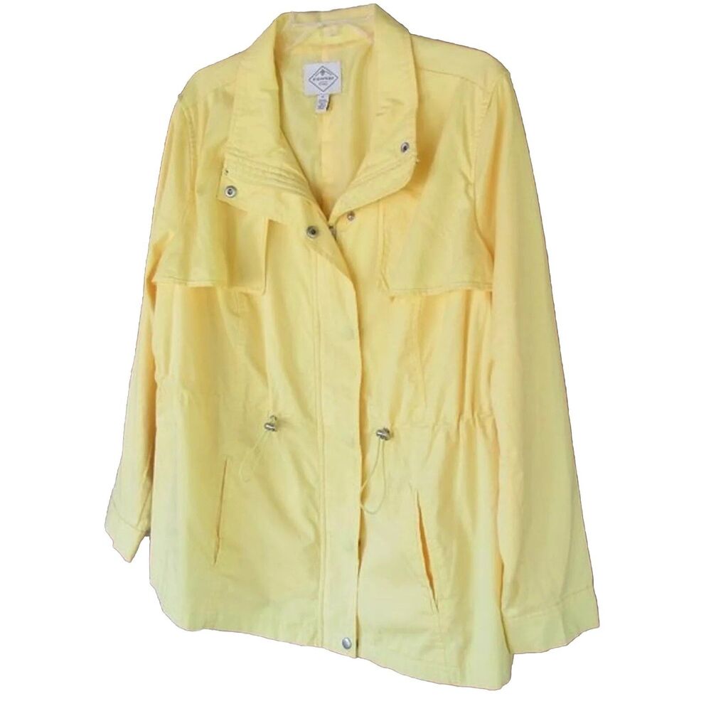 St. Johns Bay Women's 1X Plus Canary Yellow Utility Jacket Lightweight Spring - Picture 2 of 12